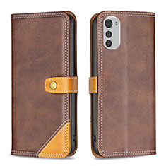 Coque Portefeuille Livre Cuir Etui Clapet B02F pour Motorola Moto E32 Marron