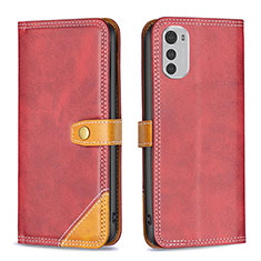 Coque Portefeuille Livre Cuir Etui Clapet B02F pour Motorola Moto E32s Rouge