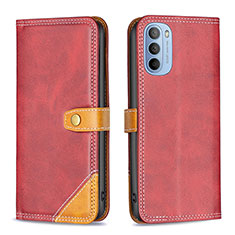 Coque Portefeuille Livre Cuir Etui Clapet B02F pour Motorola Moto G31 Rouge