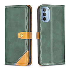 Coque Portefeuille Livre Cuir Etui Clapet B02F pour Motorola Moto G31 Vert