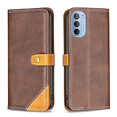 Coque Portefeuille Livre Cuir Etui Clapet B02F pour Motorola Moto G41 Marron