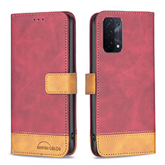 Coque Portefeuille Livre Cuir Etui Clapet B02F pour Oppo A54 5G Rouge