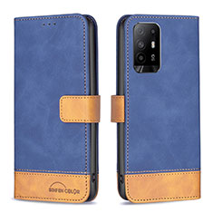 Coque Portefeuille Livre Cuir Etui Clapet B02F pour Oppo A95 5G Bleu