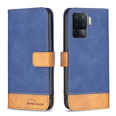 Coque Portefeuille Livre Cuir Etui Clapet B02F pour Oppo F19 Pro Bleu