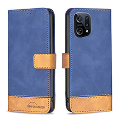 Coque Portefeuille Livre Cuir Etui Clapet B02F pour Oppo Find X5 5G Bleu