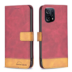 Coque Portefeuille Livre Cuir Etui Clapet B02F pour Oppo Find X5 5G Rouge