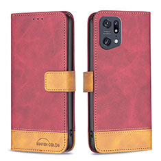 Coque Portefeuille Livre Cuir Etui Clapet B02F pour Oppo Find X5 Pro 5G Rouge