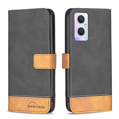 Coque Portefeuille Livre Cuir Etui Clapet B02F pour Oppo Reno7 Z 5G Noir