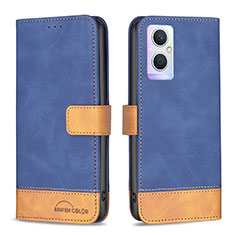 Coque Portefeuille Livre Cuir Etui Clapet B02F pour Oppo Reno8 Lite 5G Bleu