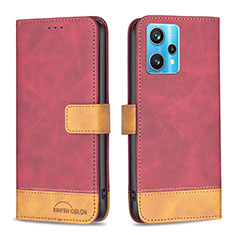 Coque Portefeuille Livre Cuir Etui Clapet B02F pour Realme 9 4G Rouge