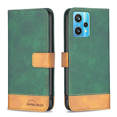 Coque Portefeuille Livre Cuir Etui Clapet B02F pour Realme 9 4G Vert