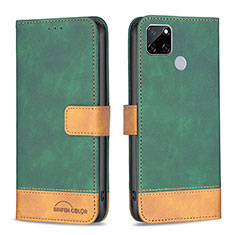 Coque Portefeuille Livre Cuir Etui Clapet B02F pour Realme C25 Vert