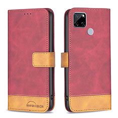 Coque Portefeuille Livre Cuir Etui Clapet B02F pour Realme C25S Rouge