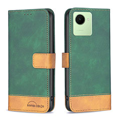 Coque Portefeuille Livre Cuir Etui Clapet B02F pour Realme C30 Vert