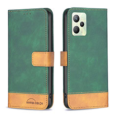 Coque Portefeuille Livre Cuir Etui Clapet B02F pour Realme Narzo 50A Prime Vert