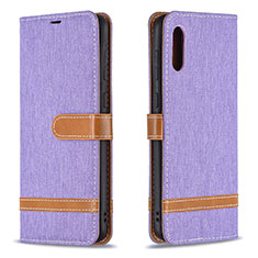 Coque Portefeuille Livre Cuir Etui Clapet B02F pour Samsung Galaxy A02 Violet Clair
