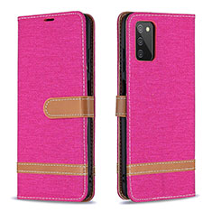 Coque Portefeuille Livre Cuir Etui Clapet B02F pour Samsung Galaxy A02s Rose Rouge