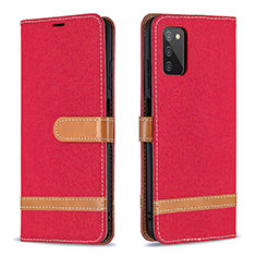Coque Portefeuille Livre Cuir Etui Clapet B02F pour Samsung Galaxy A02s Rouge