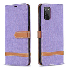 Coque Portefeuille Livre Cuir Etui Clapet B02F pour Samsung Galaxy A02s Violet Clair