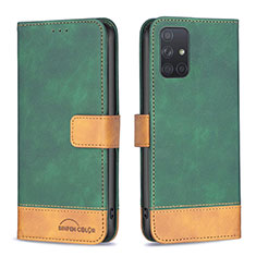 Coque Portefeuille Livre Cuir Etui Clapet B02F pour Samsung Galaxy A71 5G Vert