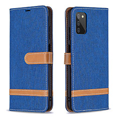 Coque Portefeuille Livre Cuir Etui Clapet B02F pour Samsung Galaxy F02S SM-E025F Bleu