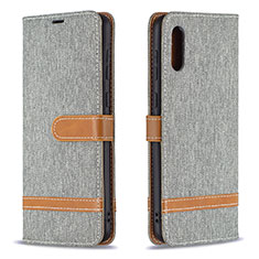 Coque Portefeuille Livre Cuir Etui Clapet B02F pour Samsung Galaxy M02 Gris