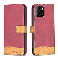 Coque Portefeuille Livre Cuir Etui Clapet B02F pour Vivo Y10 t1 Rouge