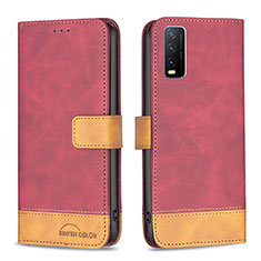 Coque Portefeuille Livre Cuir Etui Clapet B02F pour Vivo Y11s Rouge