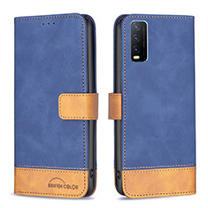 Coque Portefeuille Livre Cuir Etui Clapet B02F pour Vivo Y12A Bleu