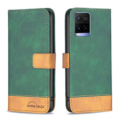 Coque Portefeuille Livre Cuir Etui Clapet B02F pour Vivo Y21 Vert