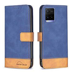 Coque Portefeuille Livre Cuir Etui Clapet B02F pour Vivo Y21e Bleu