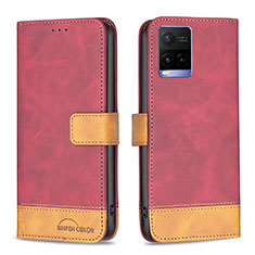 Coque Portefeuille Livre Cuir Etui Clapet B02F pour Vivo Y33s Rouge