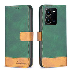 Coque Portefeuille Livre Cuir Etui Clapet B02F pour Vivo Y35 4G Vert