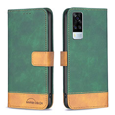 Coque Portefeuille Livre Cuir Etui Clapet B02F pour Vivo Y51 (2021) Vert