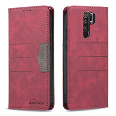 Coque Portefeuille Livre Cuir Etui Clapet B02F pour Xiaomi Redmi 9 Rouge