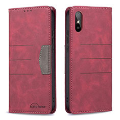 Coque Portefeuille Livre Cuir Etui Clapet B02F pour Xiaomi Redmi 9i Rouge