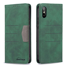 Coque Portefeuille Livre Cuir Etui Clapet B02F pour Xiaomi Redmi 9i Vert