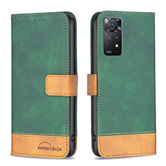 Coque Portefeuille Livre Cuir Etui Clapet B02F pour Xiaomi Redmi Note 11 Pro 4G Vert