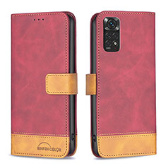 Coque Portefeuille Livre Cuir Etui Clapet B02F pour Xiaomi Redmi Note 11S 4G Rouge