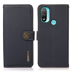 Coque Portefeuille Livre Cuir Etui Clapet B02H pour Motorola Moto E20 Bleu