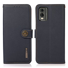 Coque Portefeuille Livre Cuir Etui Clapet B02H pour Nokia C32 Bleu