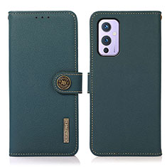 Coque Portefeuille Livre Cuir Etui Clapet B02H pour OnePlus 9 5G Vert