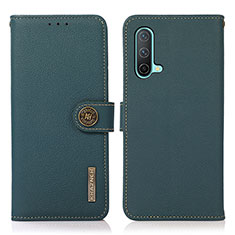 Coque Portefeuille Livre Cuir Etui Clapet B02H pour OnePlus Nord CE 5G Vert