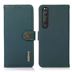 Coque Portefeuille Livre Cuir Etui Clapet B02H pour Sony Xperia 1 III Vert