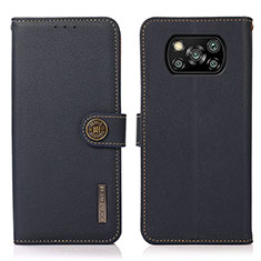 Coque Portefeuille Livre Cuir Etui Clapet B02H pour Xiaomi Poco X3 Pro Bleu