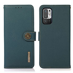 Coque Portefeuille Livre Cuir Etui Clapet B02H pour Xiaomi Redmi Note 10 5G Vert