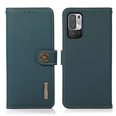 Coque Portefeuille Livre Cuir Etui Clapet B02H pour Xiaomi Redmi Note 10T 5G Vert