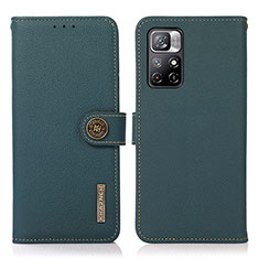 Coque Portefeuille Livre Cuir Etui Clapet B02H pour Xiaomi Redmi Note 11 5G Vert