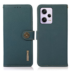 Coque Portefeuille Livre Cuir Etui Clapet B02H pour Xiaomi Redmi Note 12 Pro 5G Vert