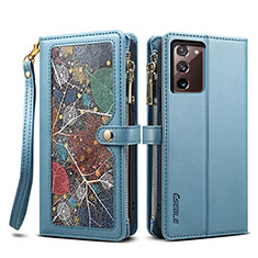 Coque Portefeuille Livre Cuir Etui Clapet B02S pour Samsung Galaxy Note 20 5G Bleu